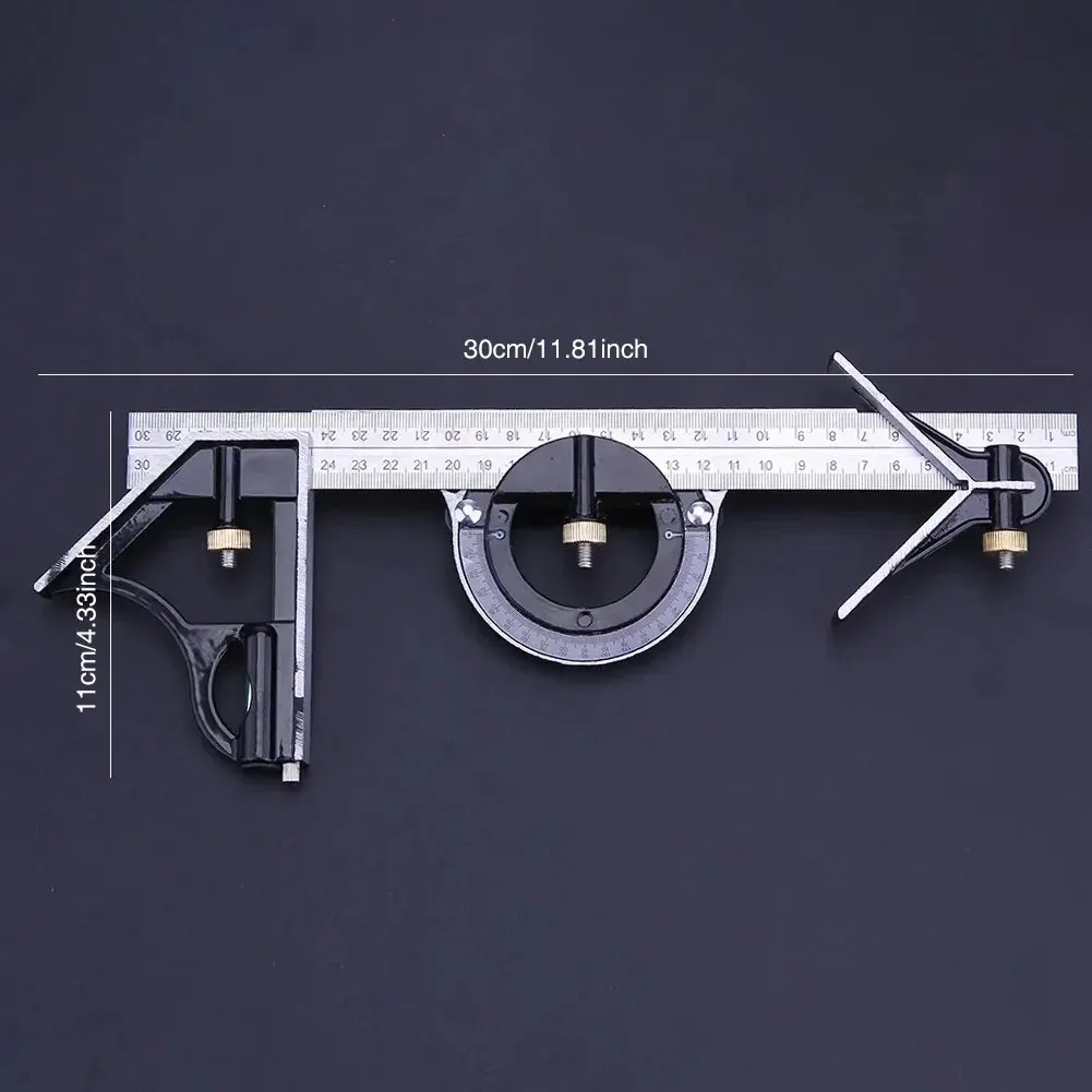 3 In 1 300mm Adjustable Measuring Ruler Multi Combination Square Angle Finder Protractor Tools