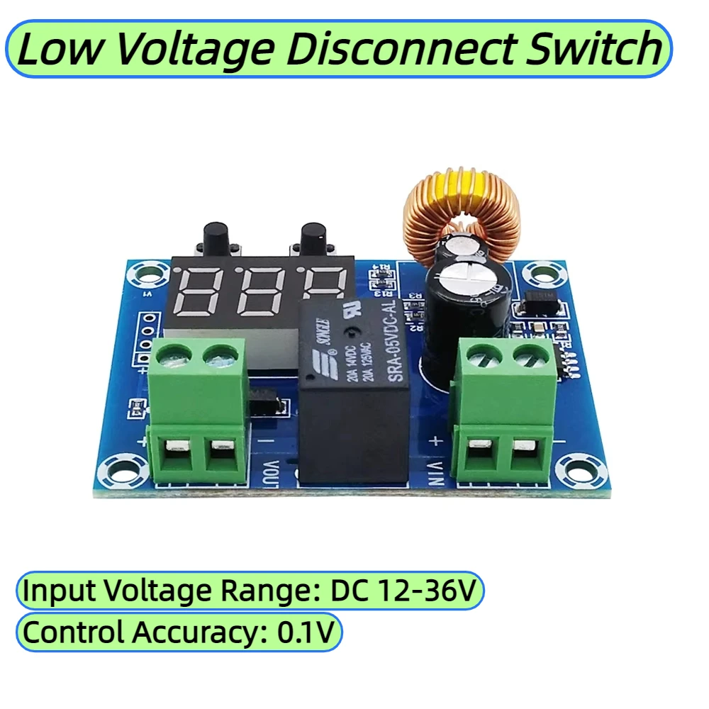 Low Voltage Disconnect Switch Cut Off 12.6V 13.8V 24V 36V LED Display Delay Over-Discharge Protect Board For 12-36V Lithium