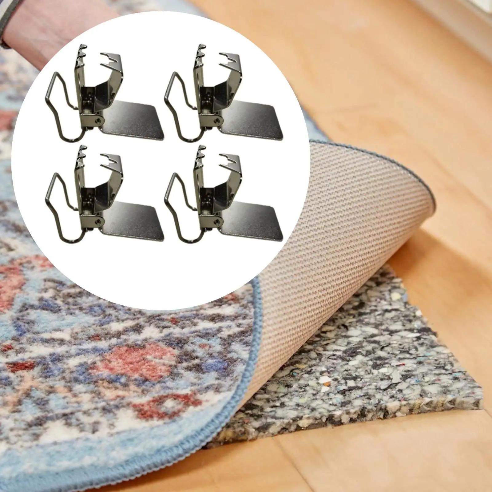 4 Pieces Steel Rug Clips Carpet Quilt Clamp Rug Hanger Tapestry Holder Gripper Sheet Straps Holder for Shawl Store Quilts