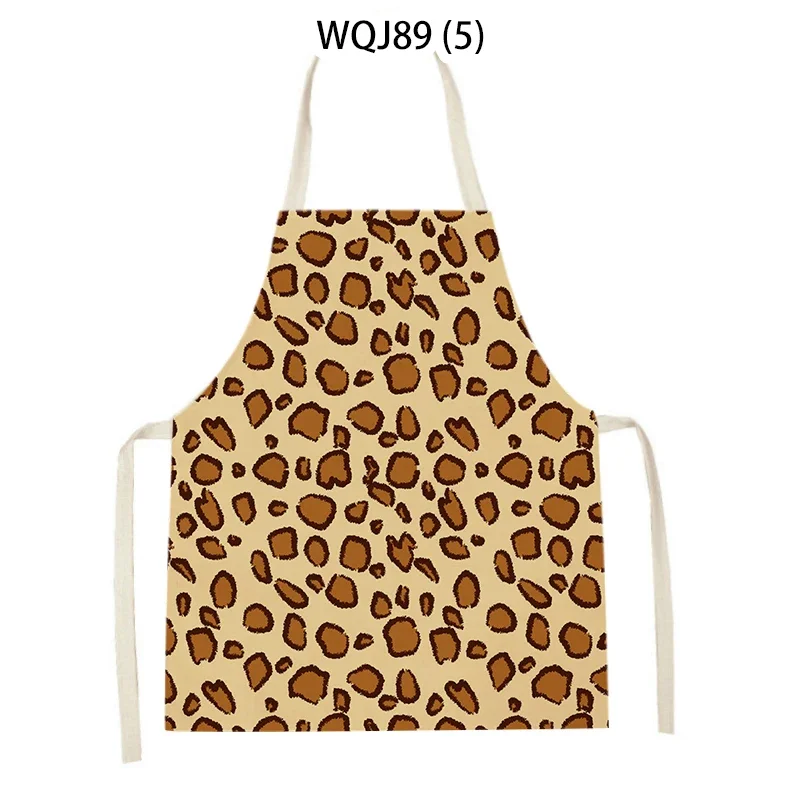 Custom Apron Leopard Print Sleeveless Apron Home Cooking Baking Kitchen Linen Apron Nail Salon Coffee Shop Cleaning Accessories