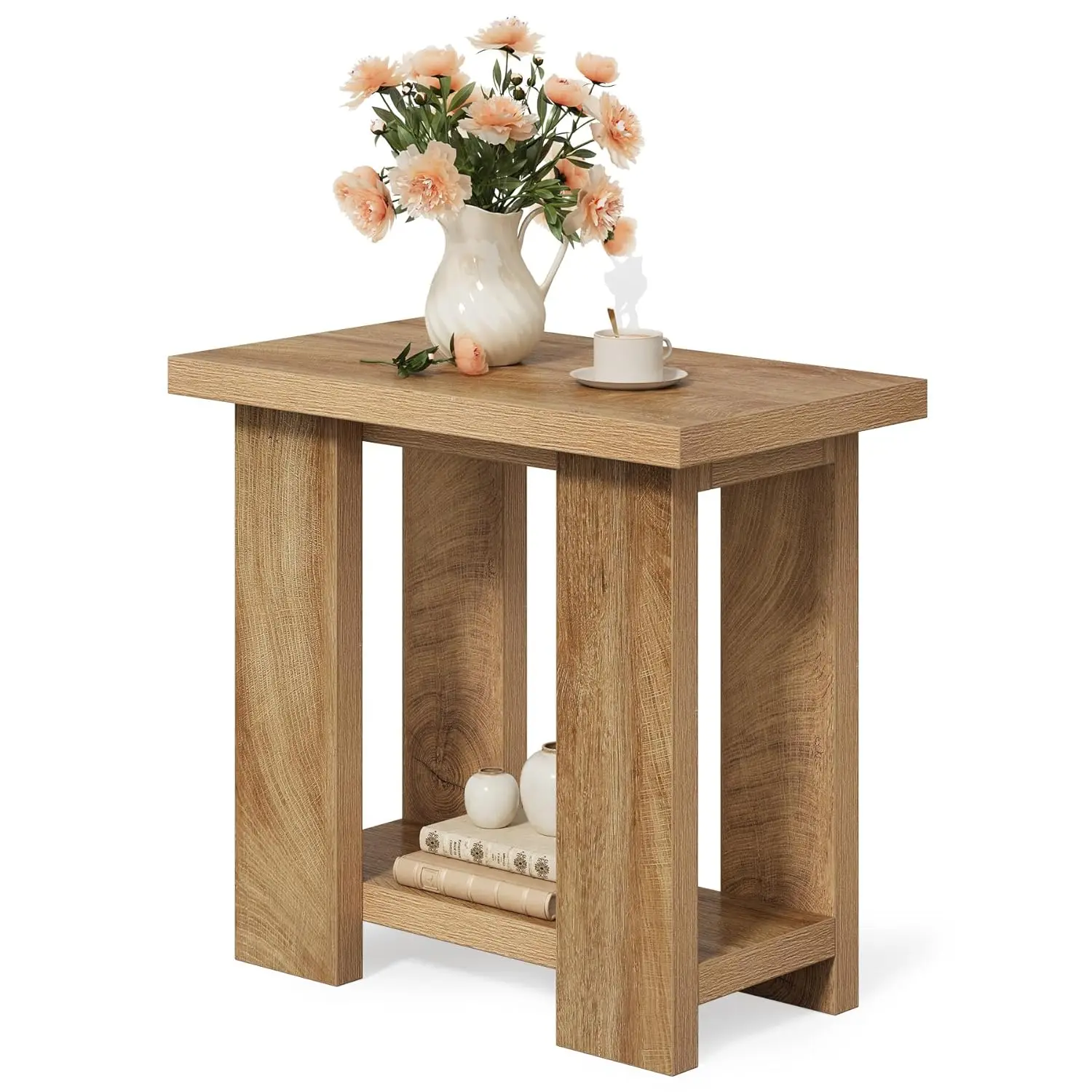 

Двухуровневая прикроватная тумбочка с деревянными полками для хранения, маленькая тумбочка для спальни и гостиной, на заказ