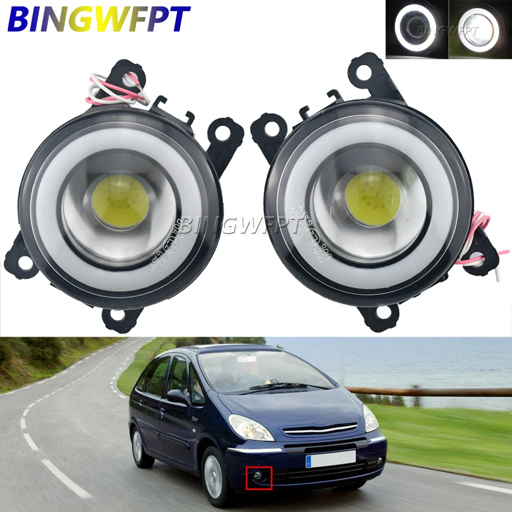 LED Fog Light with Angel Eye DRL Car Fog Driving Lamp For Citroen Xsara Picasso MPV N68 1999-2015