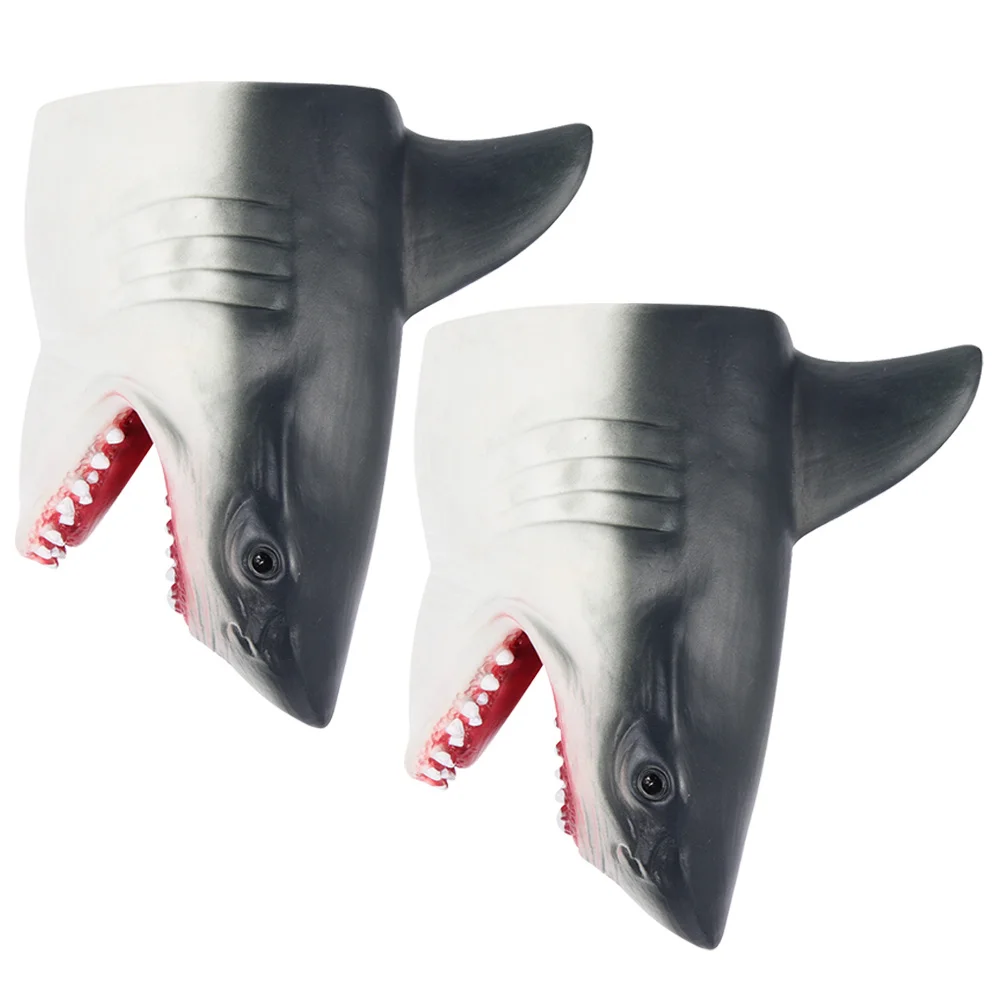 2Pcs Creative Shark Hand Puppets Educational Finger Puppet for Children Sensory Development Realistic Appearance Fun Interactive