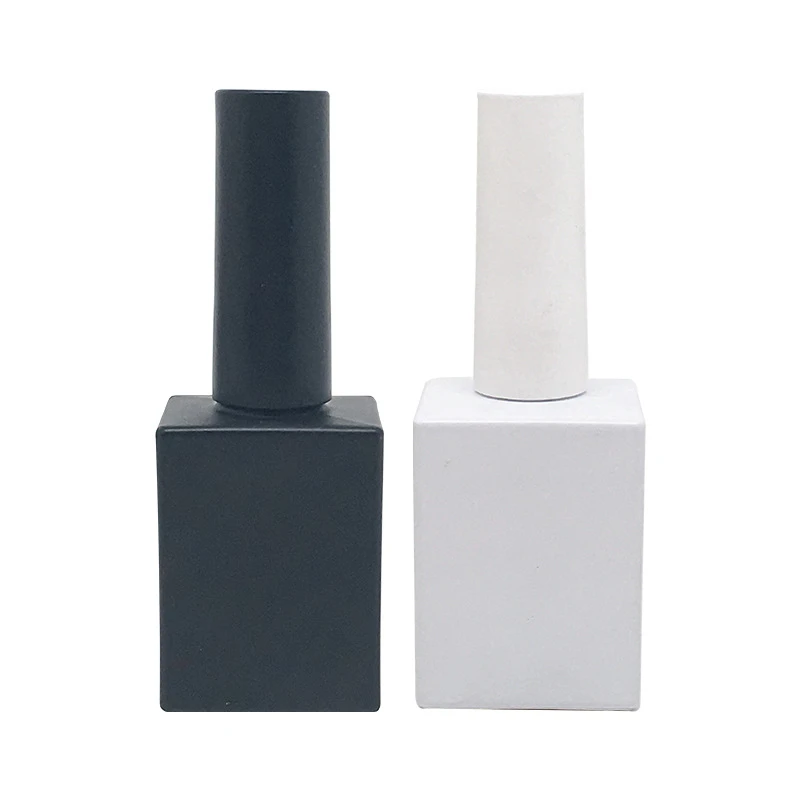 100pcs 15ml Nail Polish Bottle With Brush Black White Glass Cosmetic Pot Nail Oil Packing Bottle Nail Art Sample Bottle