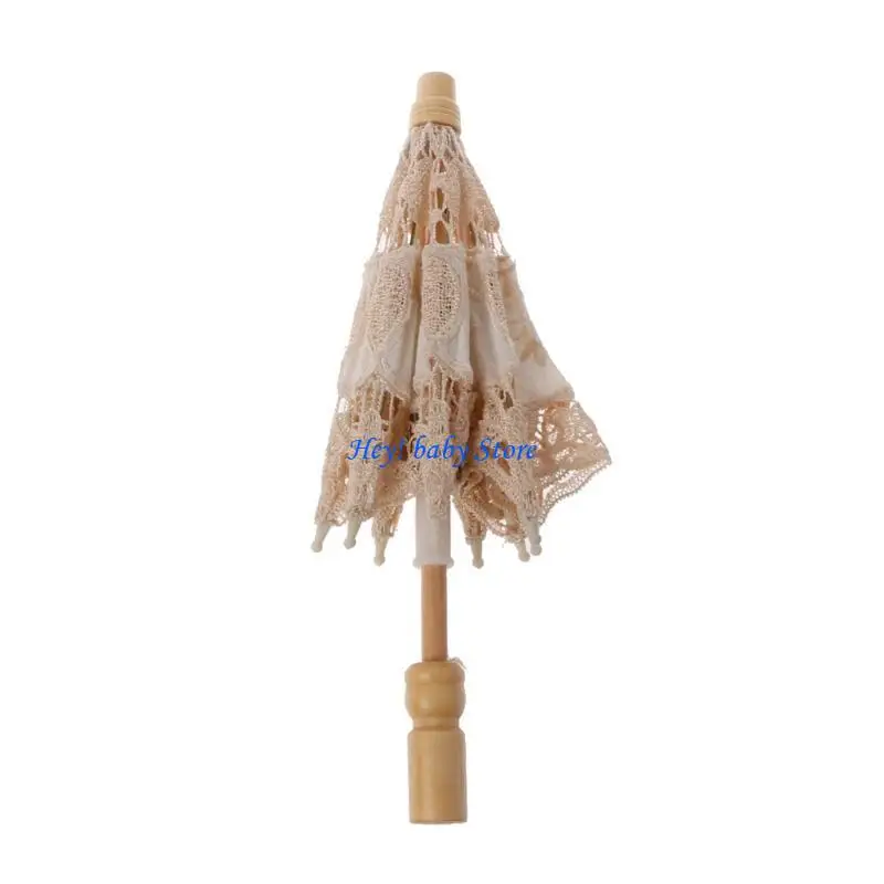 Q1FE Mini Bride Umbrella White Lace Newborn Baby Photography PropsParasol Umbrella Handmade Embroidery Photo Prop Fashion
