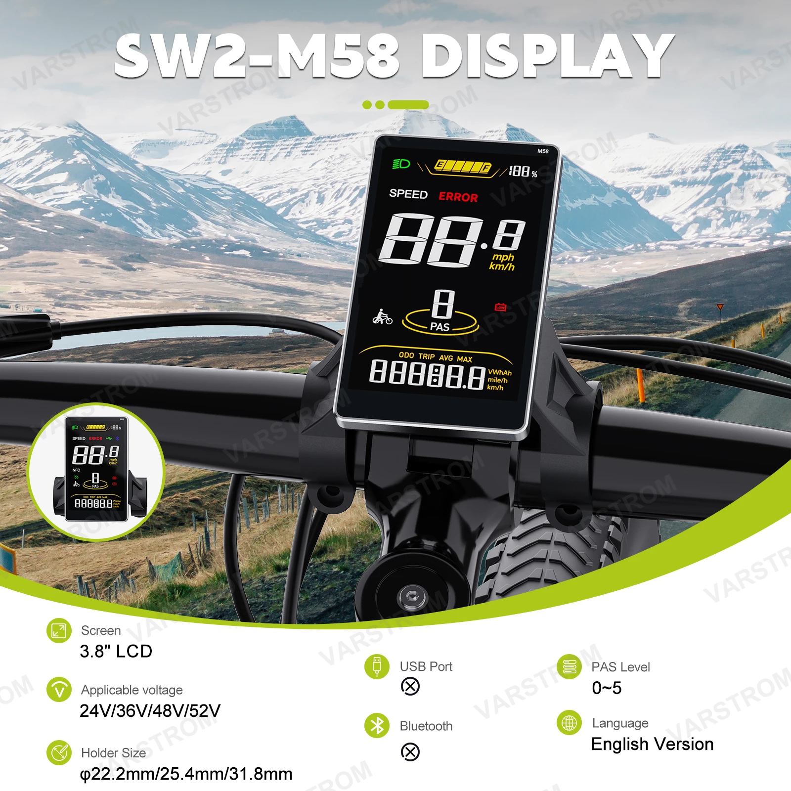 Varstrom Display E-Bike Bluetooth Computer UART CAN System E-Bike Instrument für BAFANG Tongsheng Motor Protokoll 5-Pin Anschluss