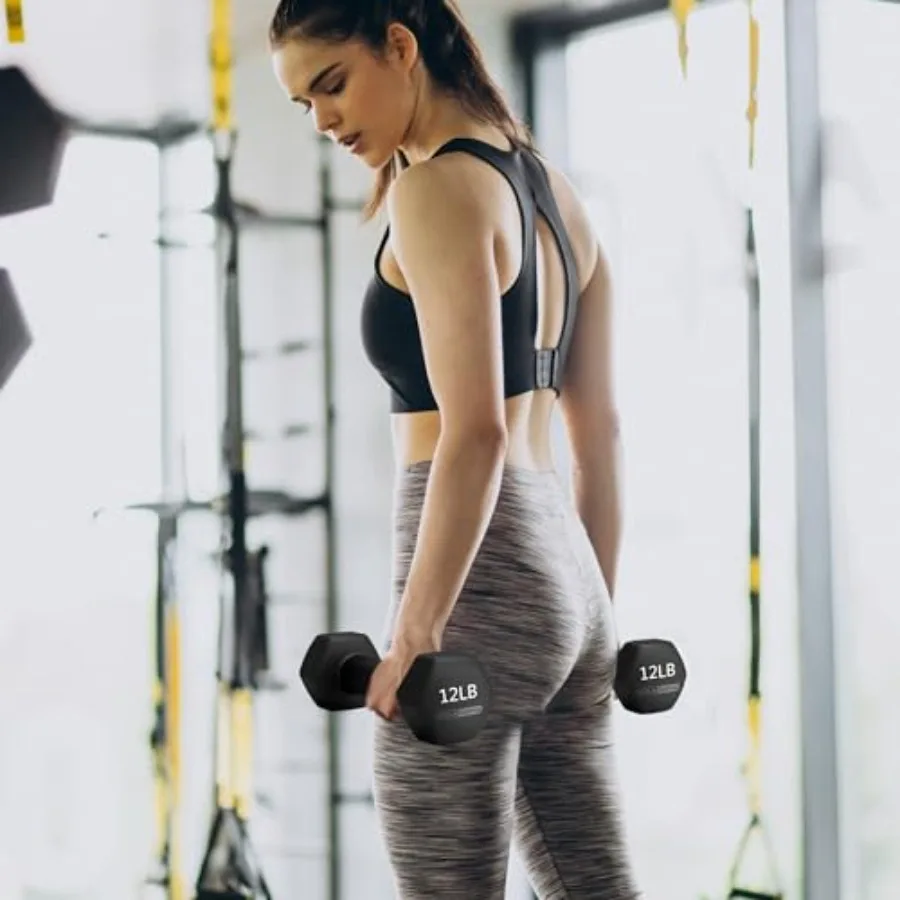 3 5 8 10 12 و 15 رطل من النيوبرين المطلي بقبضة سداسية مجموعة أوزان الدمبل مع حامل تخزين متكامل للمنزل الفعال #4