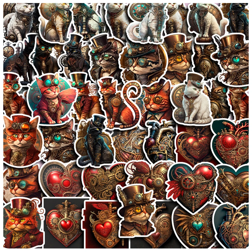 10/30/50PCS Punk Vintage Goth Cats Graffiti Stickers Aesthetic Waterproof Decorative Motorcycle Car Laptop Vinyl Cool Decals Toy