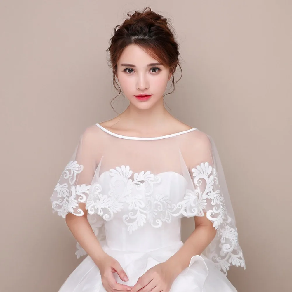

Embroidered Lace Bridal Shawl Wedding Clothes Capes Covered for Party Dress Wedding Bolero Wedding Accessories Marriage Party
