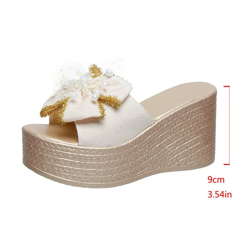 Water Diamond Slippers Summer New Fashionable and Casual Luxury Thick Sole Outerwear Slippers Versatile Slope Heel Sandals