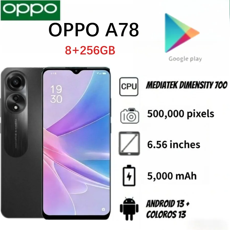 The 2026 (latest model) OPPO A78 smartphone comes in an 8+256GB global version, features 67W SuperVOOC fast charging technology,