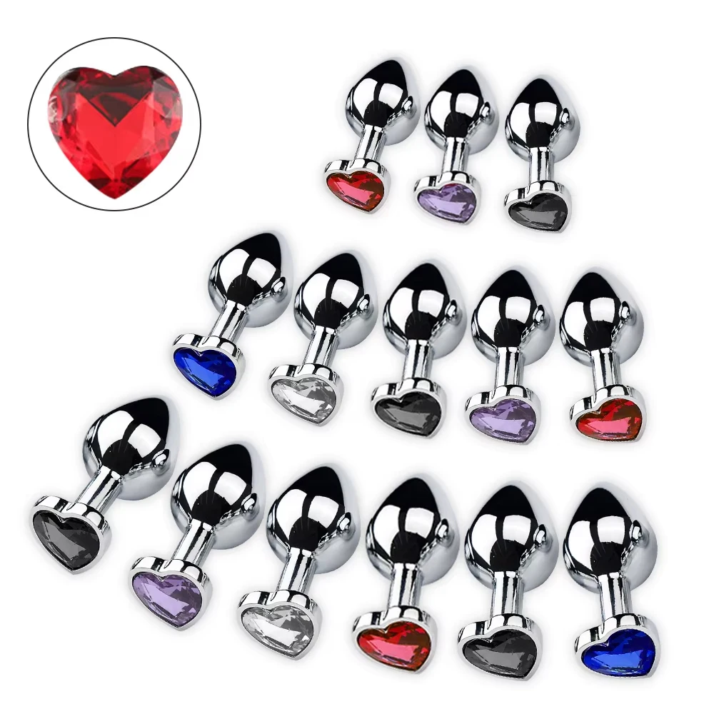 S/M/L Stainless Steel Heart Metal Crystal Anal Plug AnalPlug for Women Removable Butt Plug Men Stimulator Anal Sex Toys Dildo 18