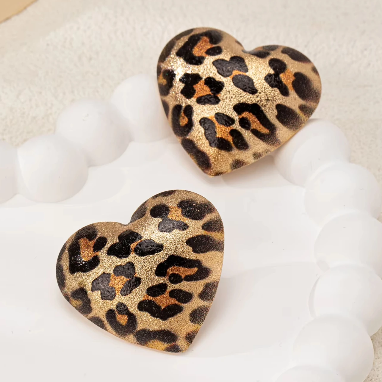 stud earrings for women heart shape leopard print geometric ear accessories daily commute party Gift OL fashion jewelry BE513