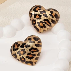 stud earrings for women heart shape leopard print geometric ear accessories daily commute party Gift OL fashion jewelry BE513