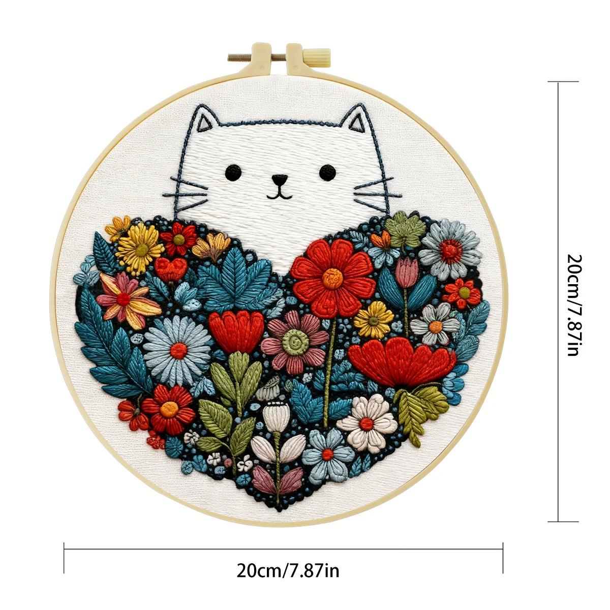 1 Stück 20X20CM/15X15CM 7,87/6,3 Zoll Blumen-Stickerei-Starter-Kit DIY-Kit DIY-Stickerei-Set Handarbeiten Nadelkunst Heimdekoration – Detail 4