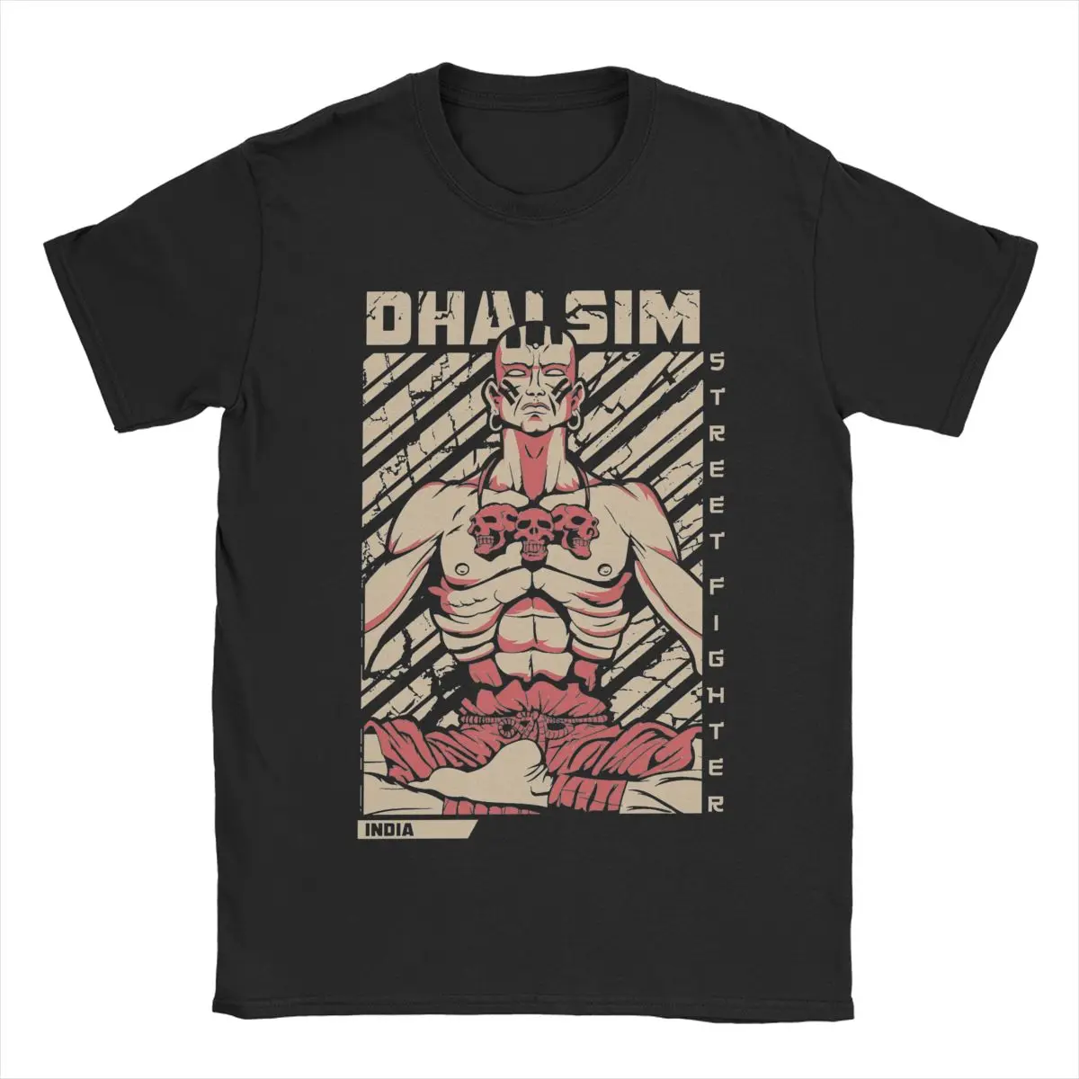 Dhalsim Streets Fighters T-Shirts for Men Game Novelty 100% Cotton Tee Shirt O Neck Short Sleeve T Shirts Printing Clothing