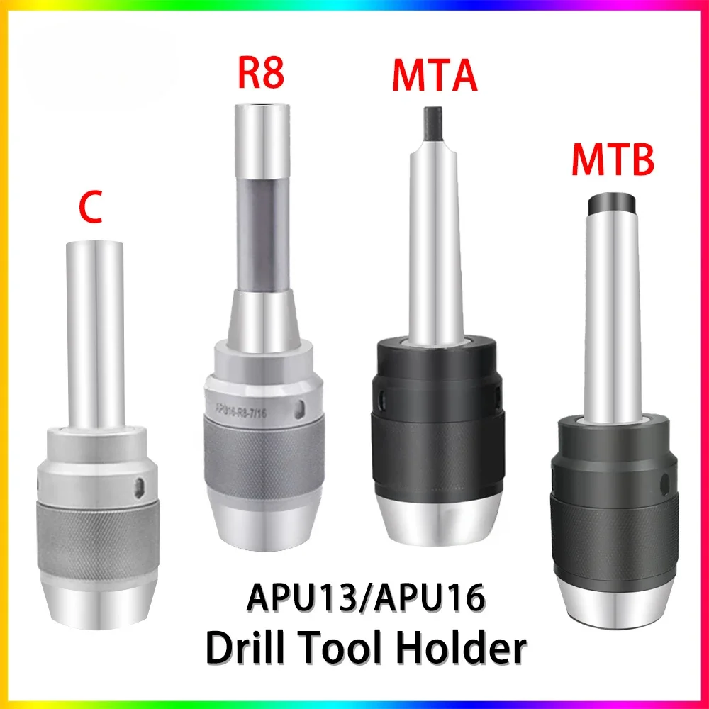 MT2 MT3 MT4 C20 C25 C32 R8 7/16 M12 Tool Holder Spindle APU13 APU16 CNC Integrated self-tightening Morse three-jaw drill chuck