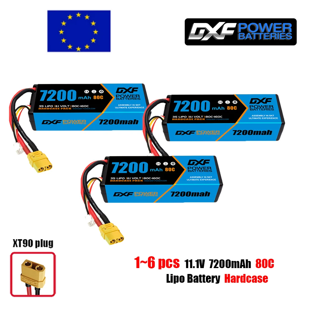 DXF 3S  Lipo Battery 11.1V 7200mAh 80C with XT90 Plug Hardcase for 1/8 Buggy Truggy Offroad Car Boat Truck Airplane UAV RACING