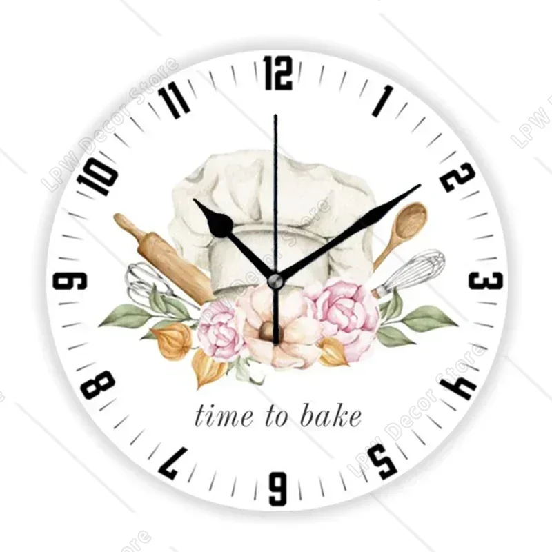 Colorful Cartoon Baker Bakery Cupcake Donut Pastry Chef Wall Clock Watch for Bake Shop Cute Dessert Bakery Wall Art Decor Gift