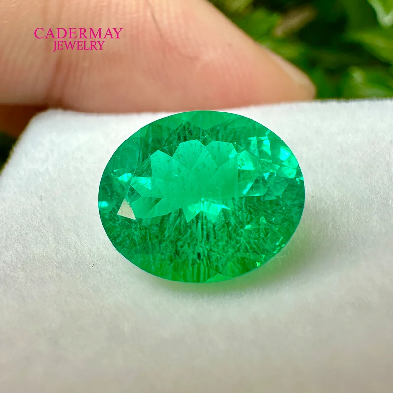 High Quality 2# Color Lab Grown Emerald Loose 5x7mm-12x16mm Oval Shape Hydrothermal Emerald With Inculsions For Making Jewelry
