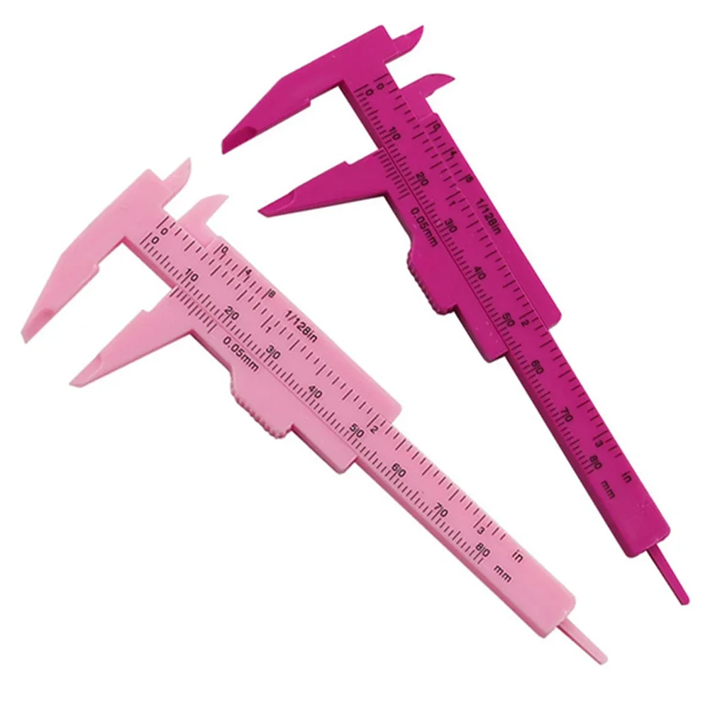 Accessories Brand New Calipers Ruler 0-80mm Pink/Rose Red Plastic Sliding Vernier Woodworking Double Rule Scale