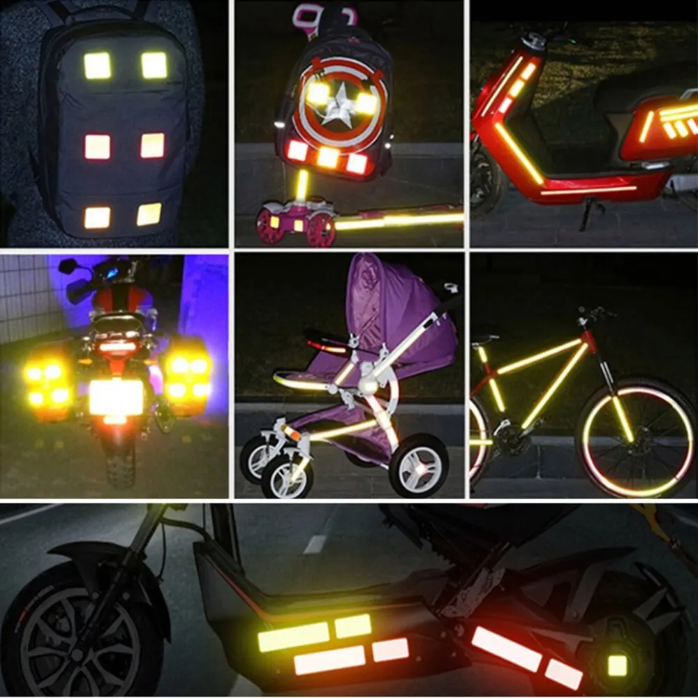 4 قطع ملصق باب السيارة، شريط عاكس للتحذير، ملصق عاكس للسيارات، ملصق عاكس داخلي خارجي