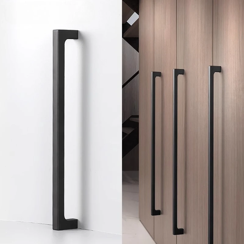 

‌Modern Matte Black Cabinet Pulls Alloy Squared Hardware for Kitchen Cabinets Wardrobe Doors & Office Drawers Minimalist Handle