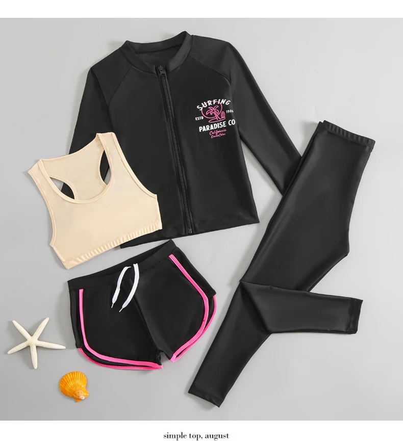 Children's swimsuit, girls' split skirt style, long sleeve pants, swimsuit, middle and big children's girls, hot spring quick-dr image 5