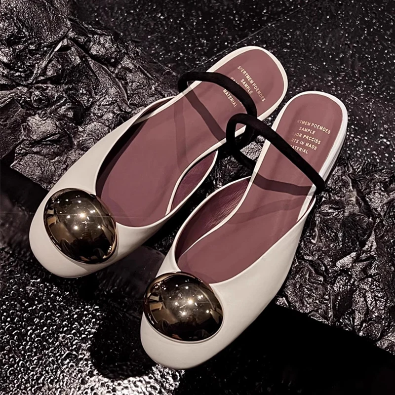 

Flats Slippers Women Mules Shoes New Sandals Summer 2025 Designer Brand Woman Leather Shoes Casual Flip Flops Mujer De Slildes