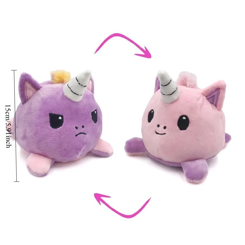 Reversible Plush Toy with Embroidered Details – Cute, Soft, Collectible Toy Suitable for Children, Teens, and Adults
