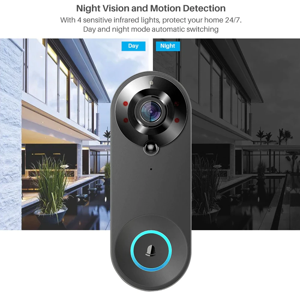Tuya Nhà Thông Minh Video Camera Chuông Cửa WiFi Không Dây Ngoài Trời Chuông Cửa Liên Lạc Nội Bộ USB Chuông Bảo Vệ An Ninh Cho Alexa Google