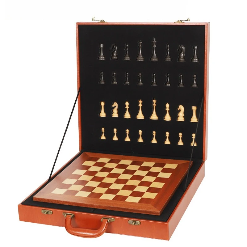 High-end Chess Gift Box Set Wooden Chessboard Weighted Large Chess Pieces Chess