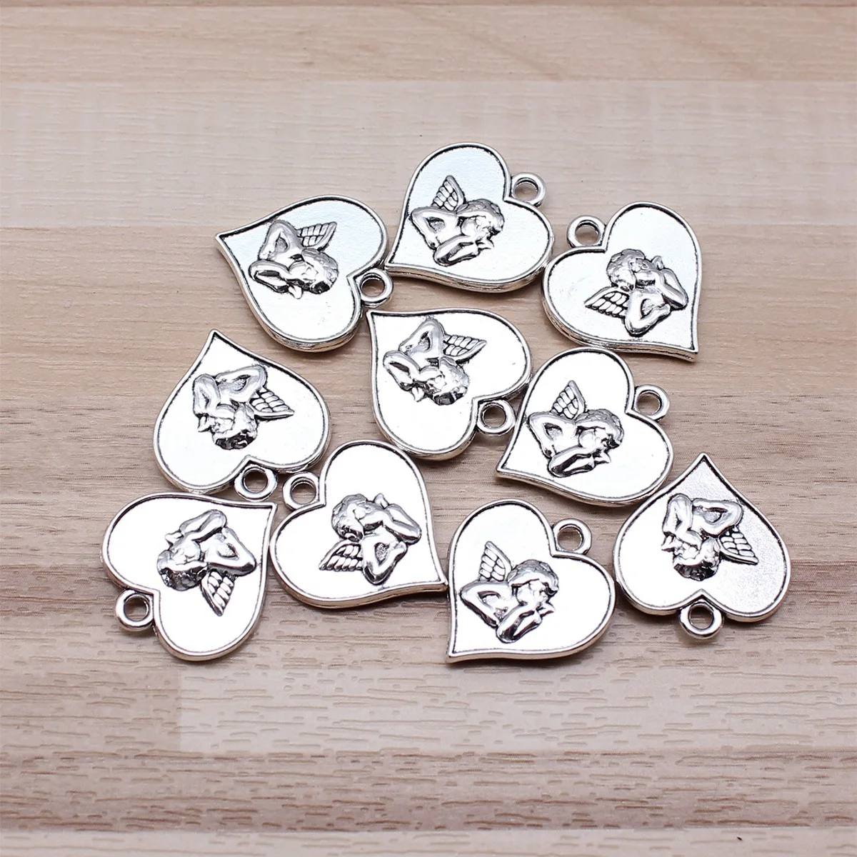 IFOCUS 10pcs/Lot Cupid Love Angel Charms For DIY Jewelry Making Zinc Alloy 19x17mm/0.75x0.67inch