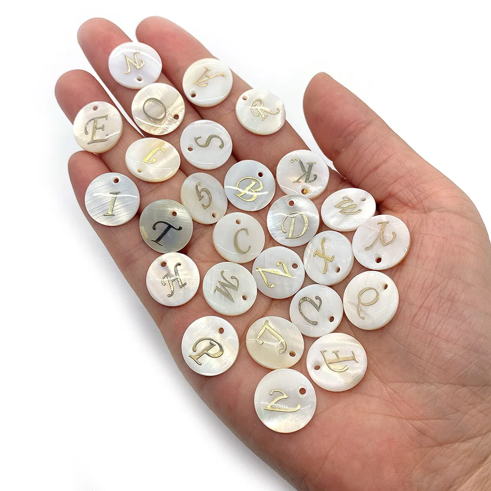10pcs/bag Natural Freshwater Shell Beads Letter Shape White Necklace Making DIY Charm Earrings Bracelet Accessories Supplies