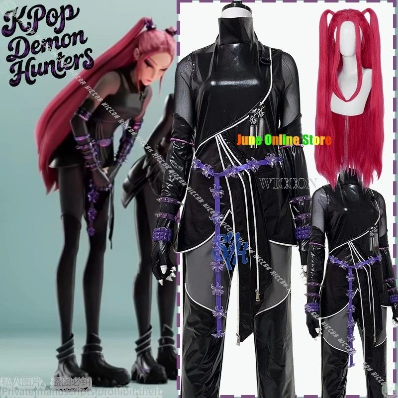 

Huntrix Mira Косплей Аниме Kpop Demon Новый Костюм Сексуальный Ниндзя Черный Фиолетовый Комбинезон из искусственной кожи Белье Jirai Kei Девушки Гот Хэллоуин
