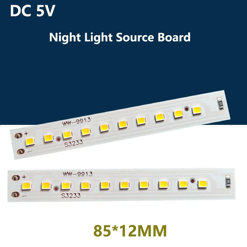 YOUCENT 1/5Pcs DC5V LED Lamp Board 1-3W sorgente luminosa luce calda 85x12mm striscia luminosa a striscia lunga substrato di alluminio luce