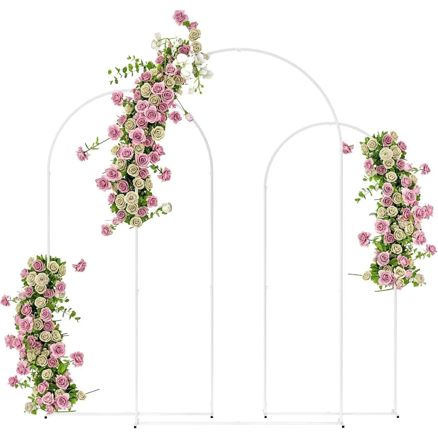 

Metal Arch Backdrop Stand Set of 3 7/6.5/6 ft Wedding Arch Frame Balloon Backdrop Arch Stand Set for Birthday Party Bridal Show