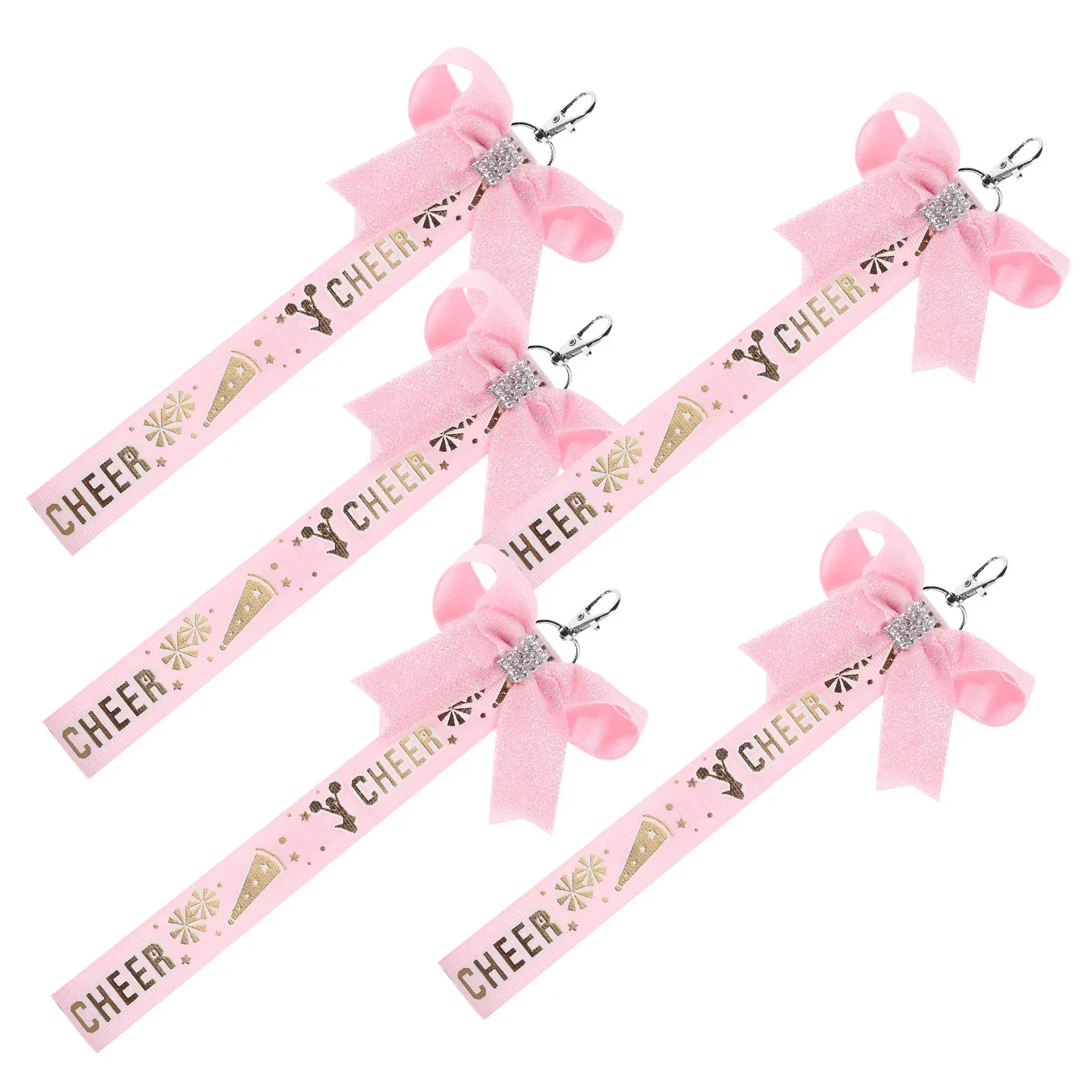 

Набор из 5 брелоков для ключей в стиле чирлидинга с бантом и лентой, милые и стильные брелоки для девочек, из прочного материала, портативные, декоративные подвески для сумок