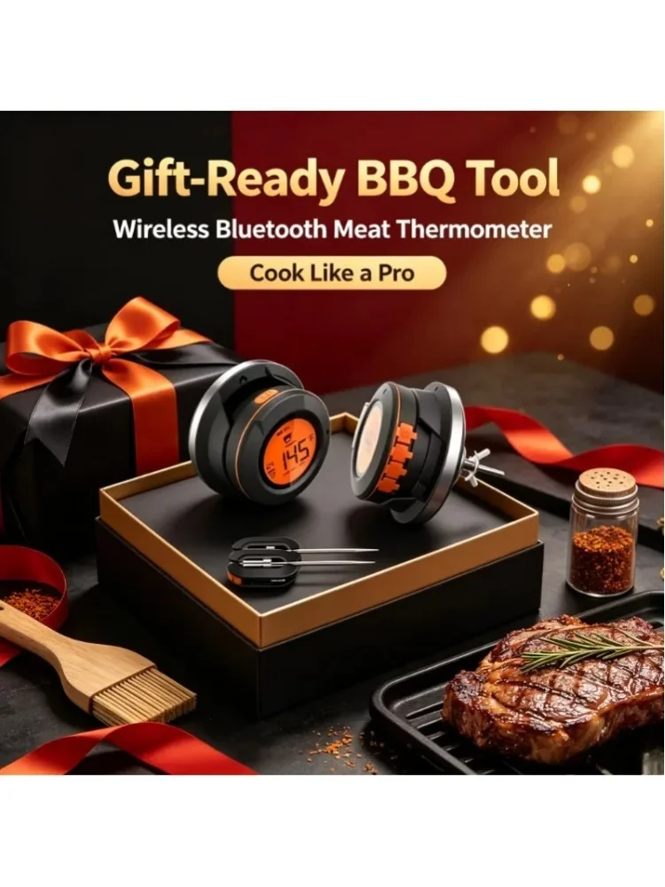 2026 Upgrade Digitales Kabelloses Bluetooth-Fleischthermometer Outdoor-Küchenthermometer für BBQ Grill und Ofen Smoker
