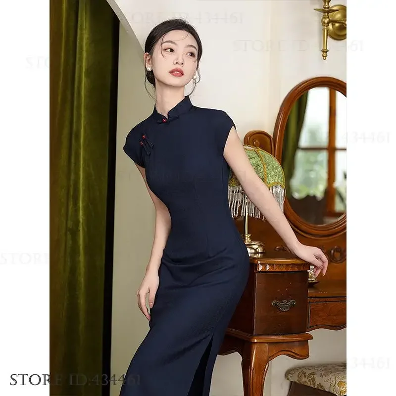 

Traditional Chinese Dress Elegant Female Long Cheongsam Vintgae Classic Mandarin Collar Qipao Evening Party Dress Sexy Vestidos