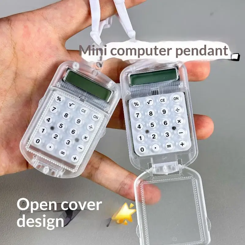 Mini Transparent Flip Cover Calculator Cute Portable Compact Size Ideal Gift for Primary School Students 1PC