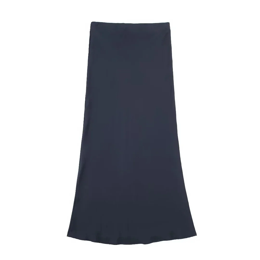

2025 Y2K Casual Women Long Skirt Spring Elastic High Waisted A-Line Casual Female Satin Skirts High Street Lady Skirts