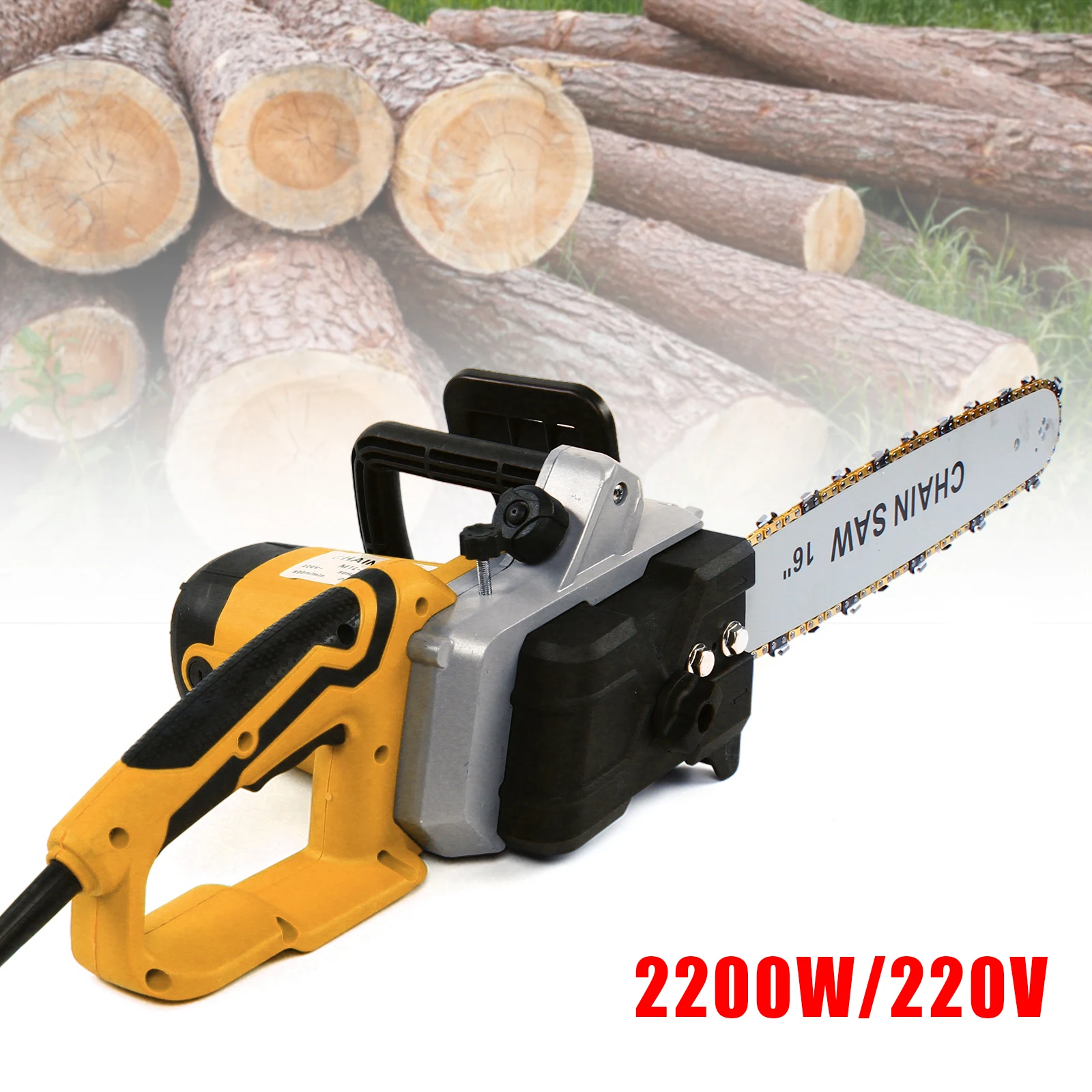 16inch Electric Chainsaw One-Hand Wood Woodworking Corded Power Cutter Garden Tool 2000W