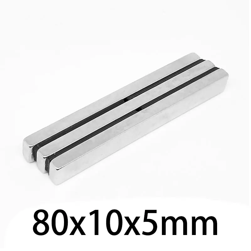 

1/2/5/10PCS 80x10x5mm Super Strip N35 Big sheet Magnets 80mm x 10mm x 5mm Neodymium Magnet Permanent NdFeB Strong Magnets