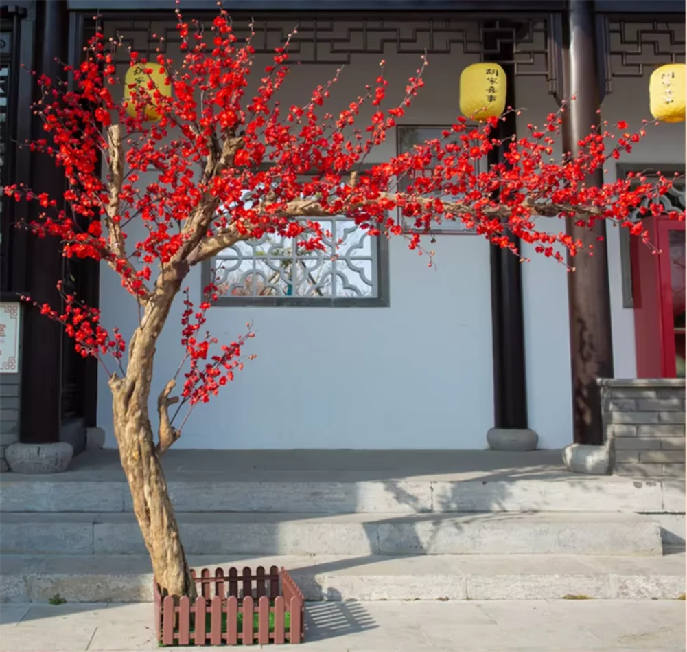 

Artificial Plum Blossom Tree Simulation Red Berry Giant Artificial Red Fruit Trees Wedding Decor