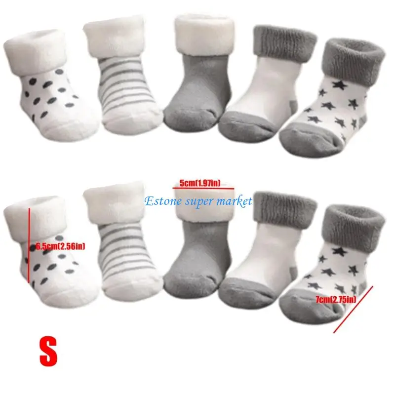 

090B 1 SStar Printed Infant Socks Anti Slip Treads Soft Stretchy Cuff Daily Comfort