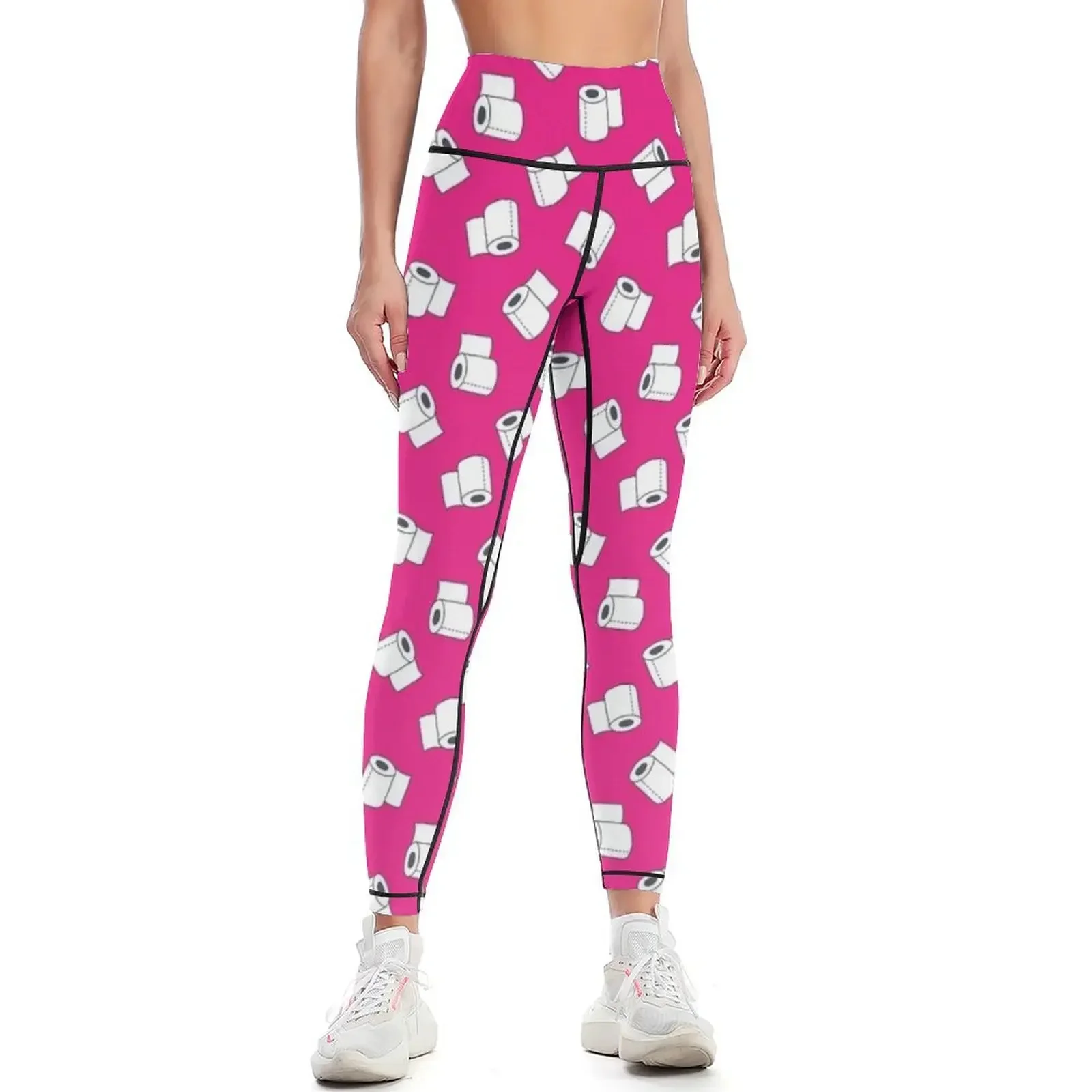 

doodle pattern. toilet paper Leggings exercise clothing for Fitness woman gym clothing Women's fitness Womens Leggings