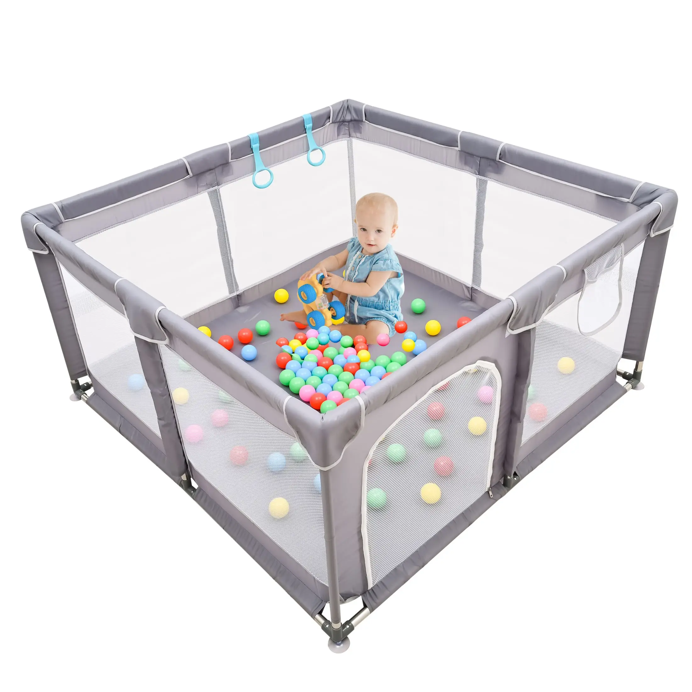 Baby Playpen, Baby Playpen for Toddle, Playpen for Babies with Gate Indoor & Outdoor Kids Activity Center with Anti-Slip Base