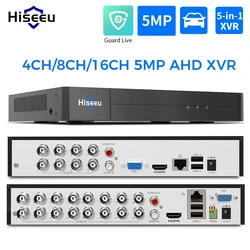 Hiseeu 5MP 4CH 8CH 16CH 5 IN1 XVR per AHD Analog TVI CVI CVBS Camera NVR per telecamere IP veicolo/viso/protezione di rilevamento del movimento Live