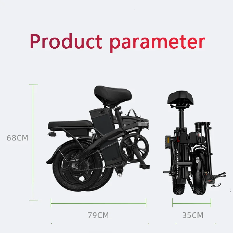 OEM 14 Inch Folding Black Electric Bicycle Designated Driver Ebike 350W 48V Электровелосипед Lithium Battery Electric Bike